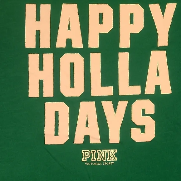 PINK Victoria's Secret Green Holiday Tee - Picture 2 of 6